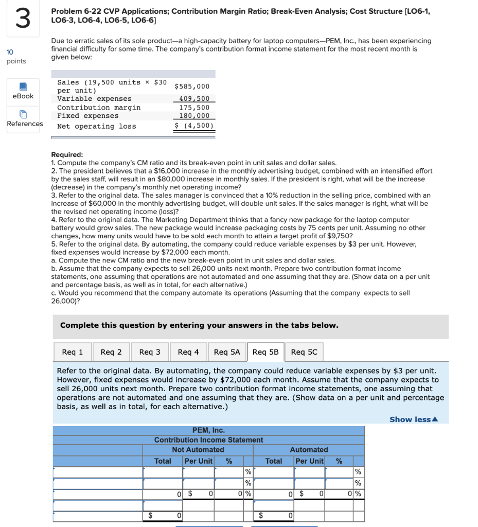 (19,500 units x $30 per unit) Variable expenses Contribution margin Fixed expenses