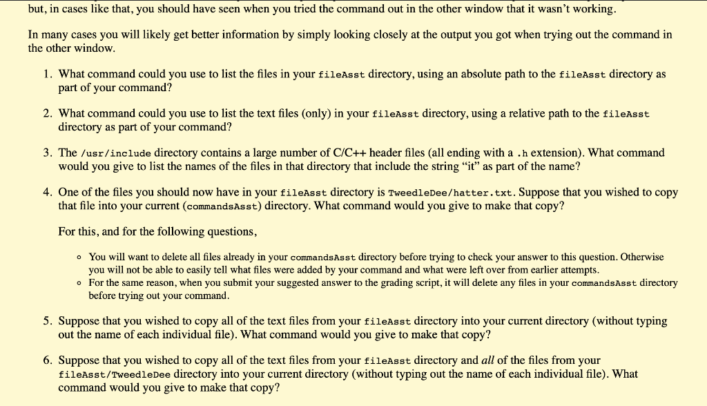 computer. Asst 3: Basic Unix Commands In this assignment, you will demonstrate