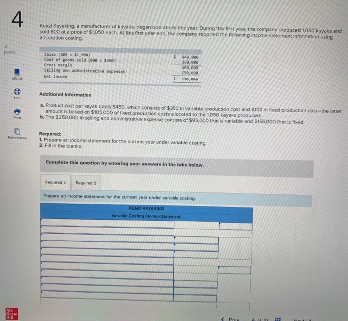 costs for the year Variable Fixed Production and sales for the year