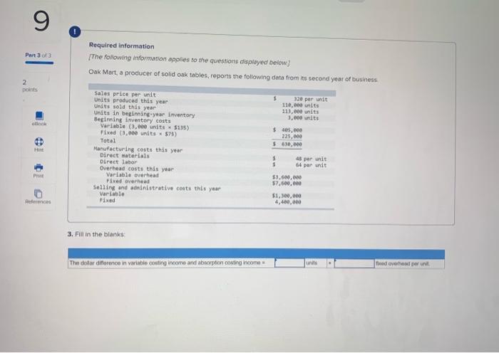 Fixed overhead costs Fixed selling and administrative costs Net income doss) MC