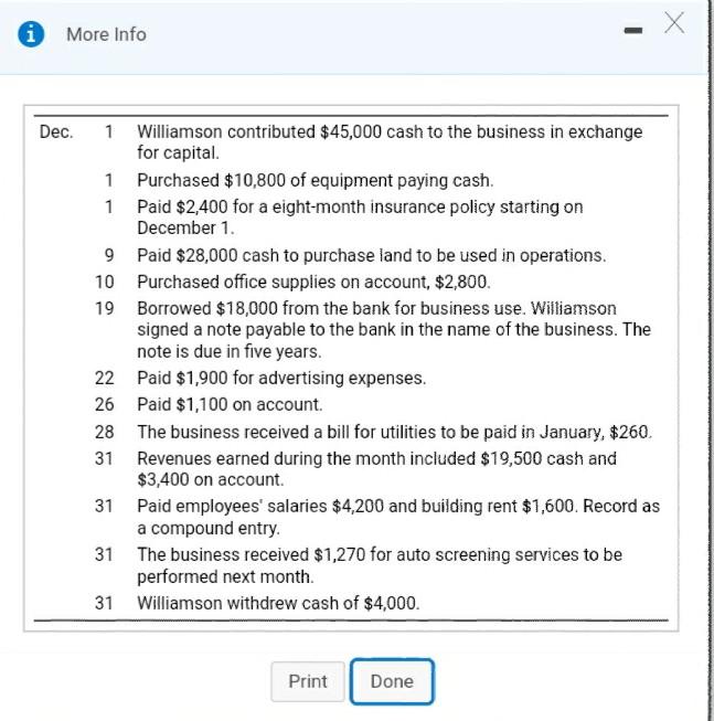 i X - More Info Dec. 1 Williamson contributed $45,000 cash