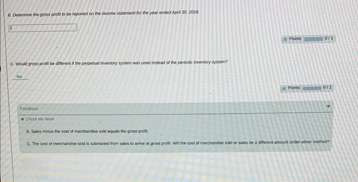 year sales Inventory, May 1, 2017 Inventory, April 30, 2018 Purchases Purchases