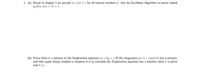 answer all parts with full solution (a) Recall in chapter 1