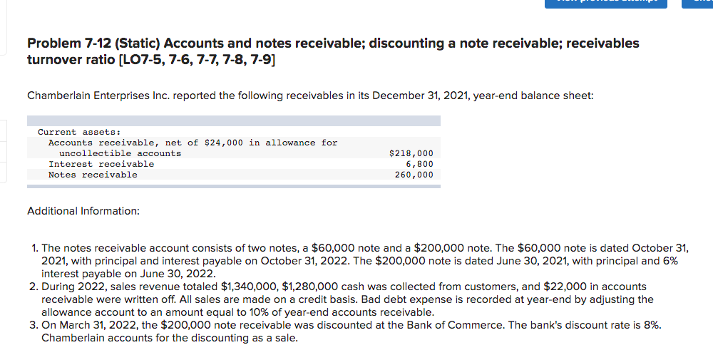  Please show all work. Trying to learn these concepts Problem 7-12