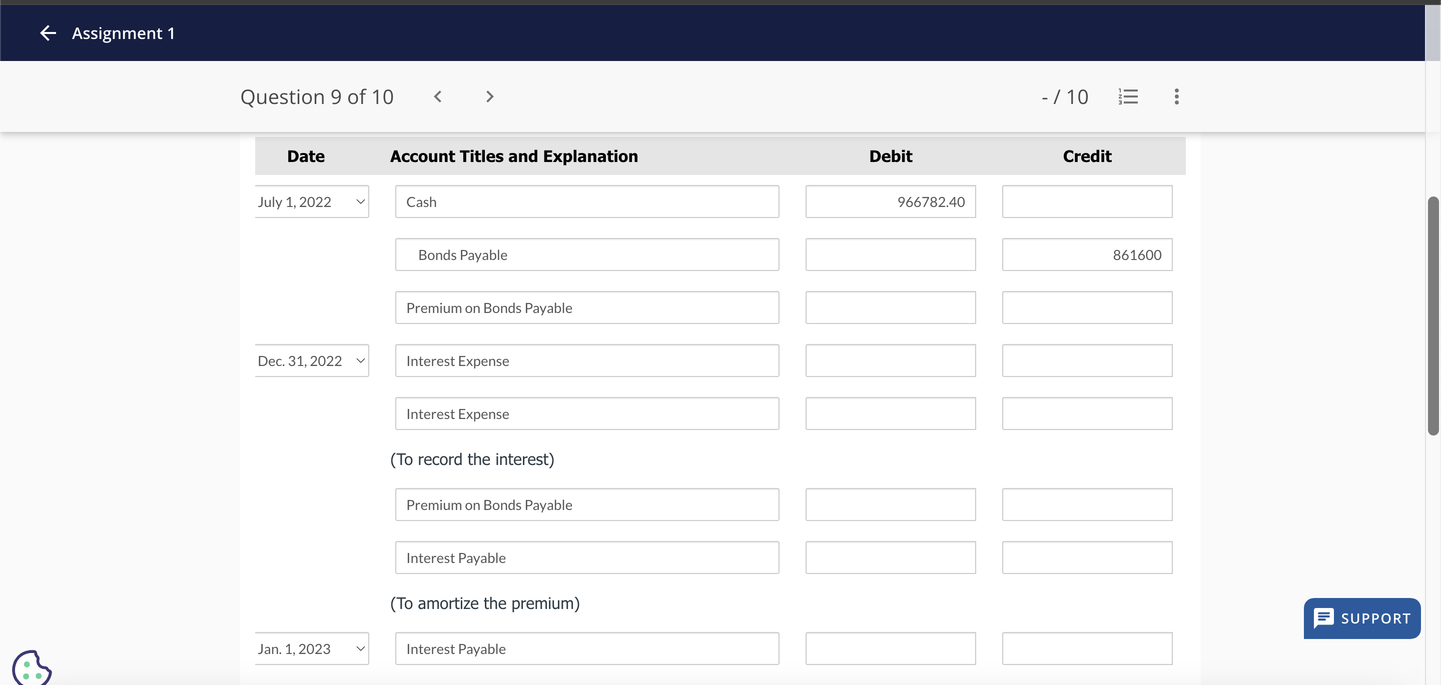  asdCurrent Attempt in ProgressAssignment 1 Question 9 of 10 -10 Date