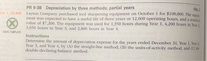  Obj. 2 PR 9-3B Depreciation by three methods; partial years Layton