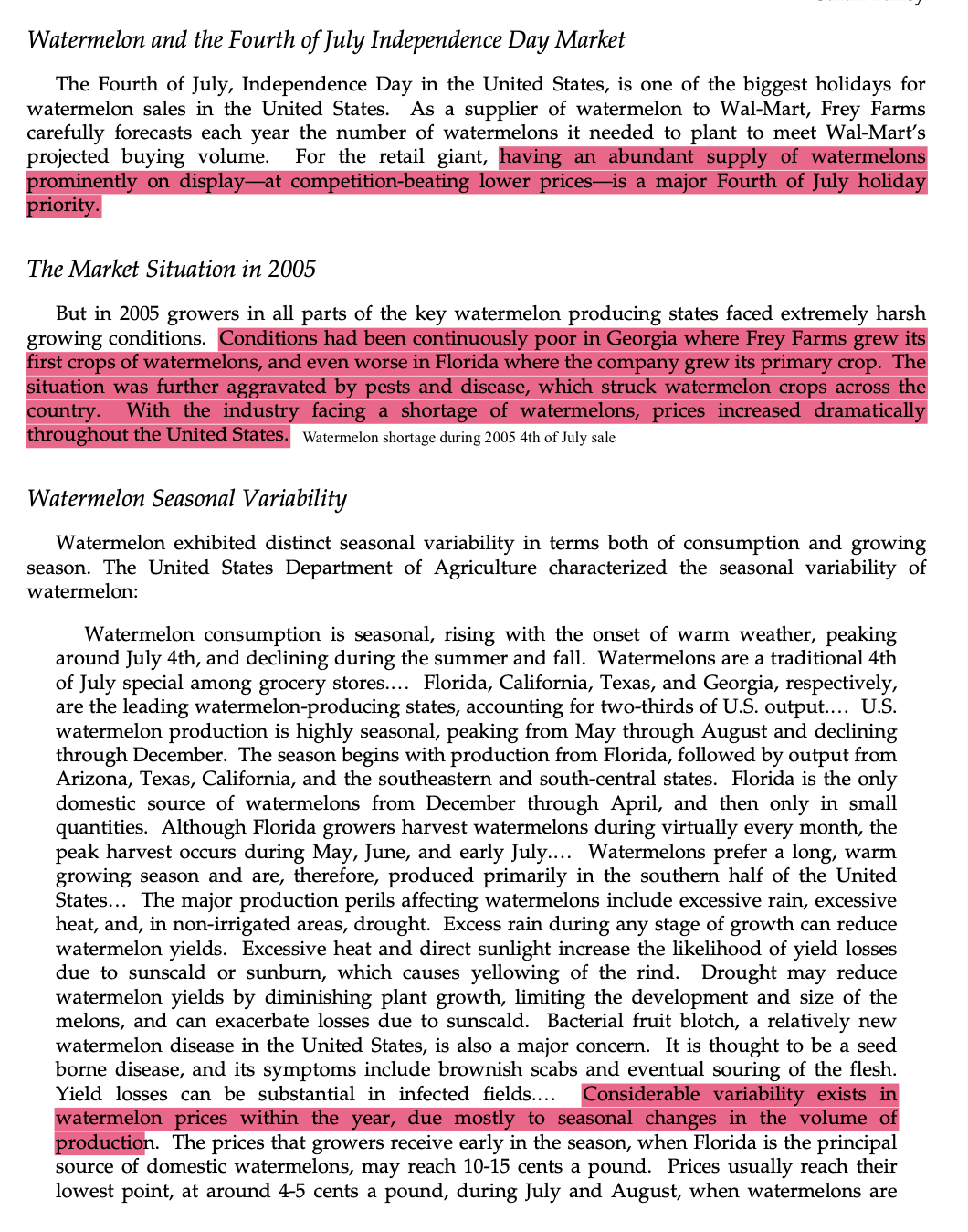 Negotiating with Wal-Mart (A) Frey Farms Produce (Frey Farms), a family owned