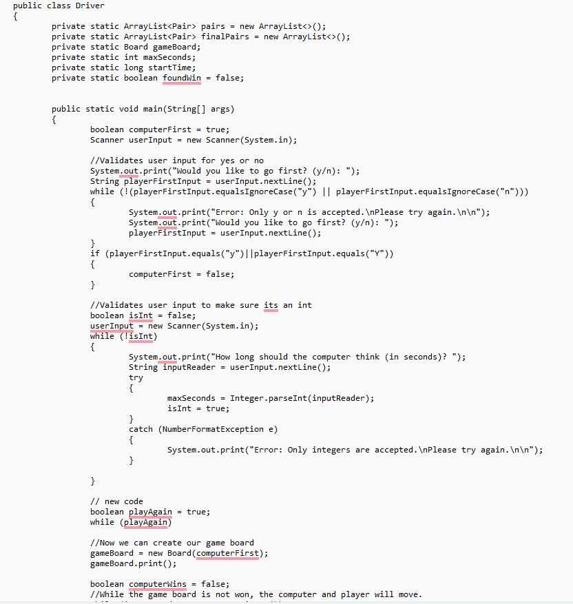  Implement an option for playing again or exiting the game: below