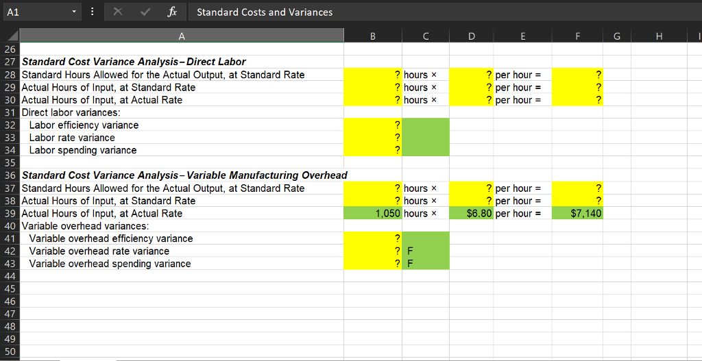 3.0 pounds $4.00 per pound Direct labor 0.50 hours $22.00 per hour