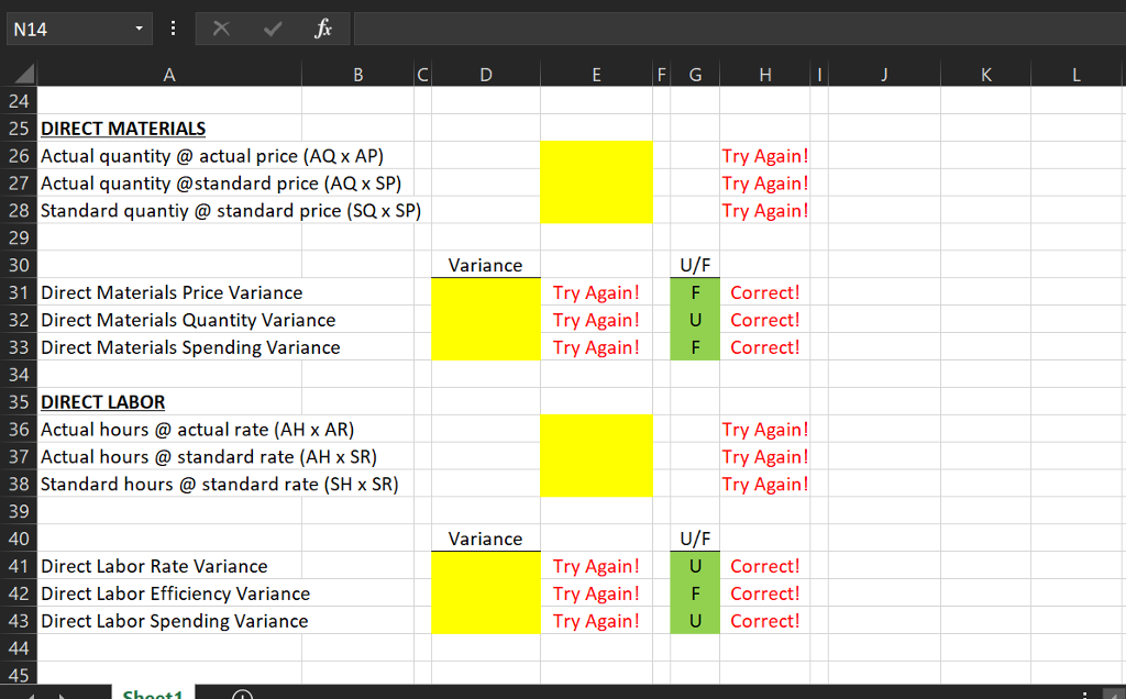 3.0 pounds $4.00 per pound Direct labor 0.50 hours $22.00 per hour