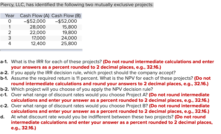 Just need the answer for c and d Piercy, LLC, has identified