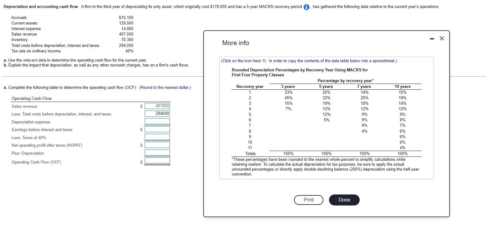 Depreciation and accounting cash flow Accruals Current assets Interest expense Sales revenue