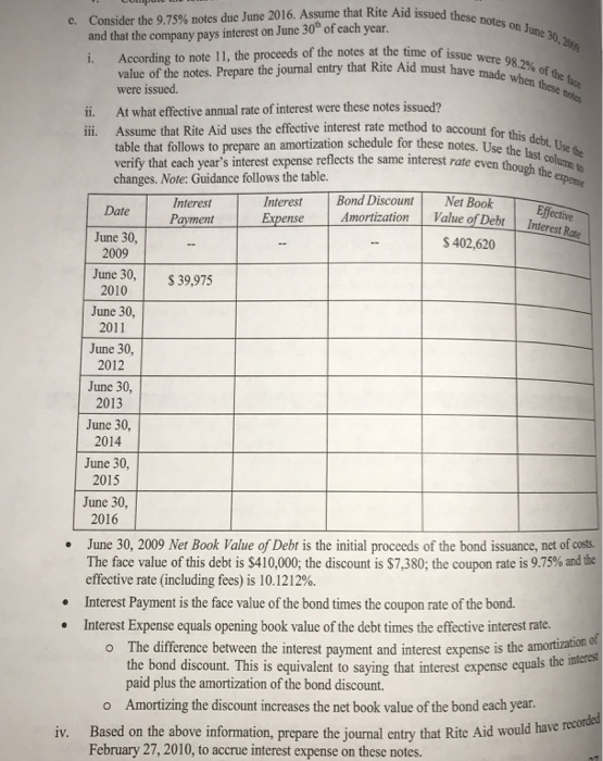  Process E I-IV Aid issued these notes on June 30, Consider