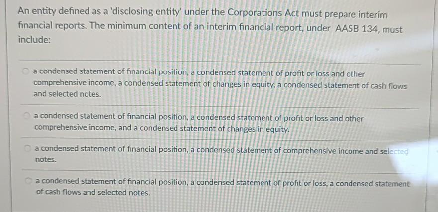 An entity defined as a 'disclosing entity' under the Corporations Act