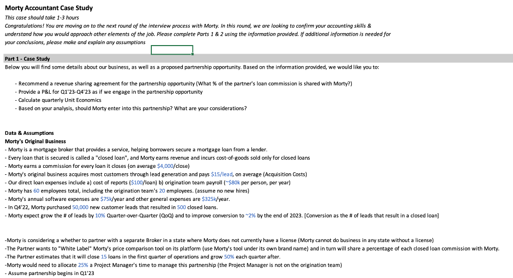 Morty Accountant Case Study This case should take 1-3 hours Congratulations!