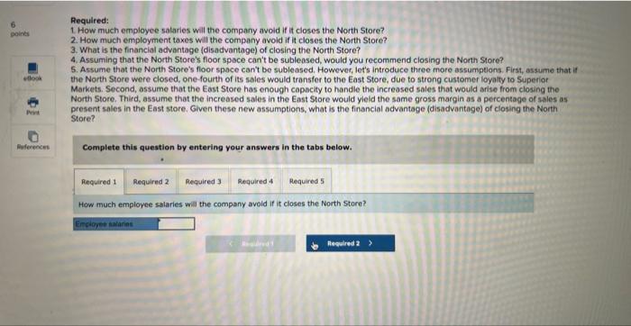 the company for the last quarter is given below: The North Store