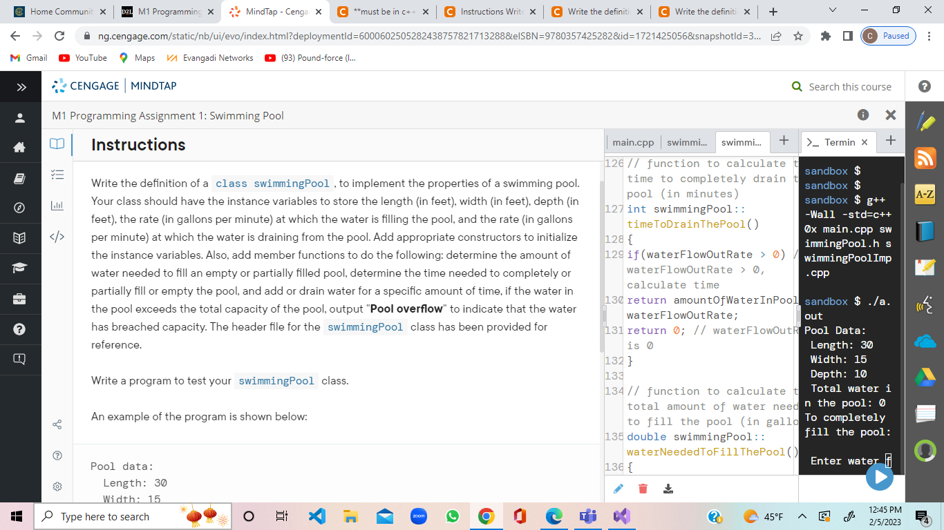 to store the length (in feet), width (in feet), depth (in feet),