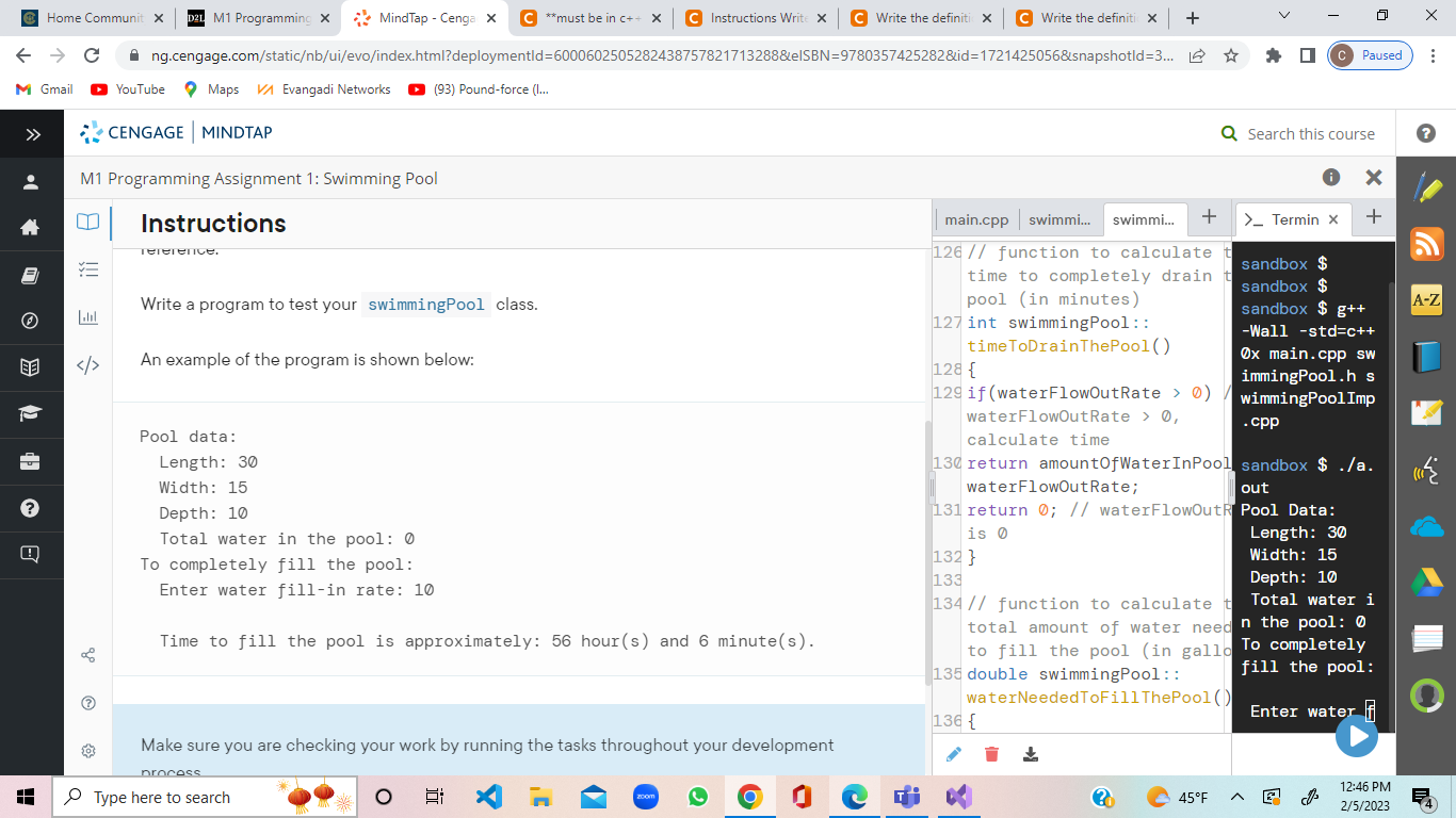 the pool, and the rate (in gallons per minute) at which the
