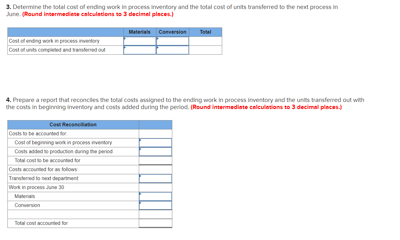 manufactures a product that goes through two departments prior to completion. The