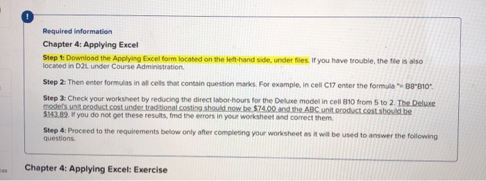  Required information Chapter 4: Applying Excel Step 1: Download the Applying