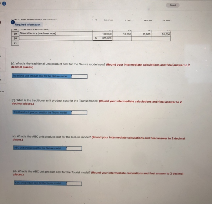 worksheet by reducing the direct labor-hours for the Deluxe model in cell