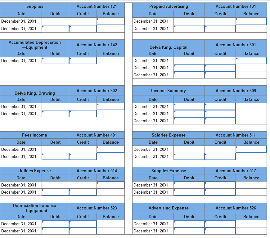 listed in the adjusted and postclosing trial balance section? Journal entry worksheet