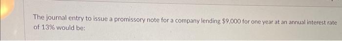  The journal entry to issue a promissory note for a company