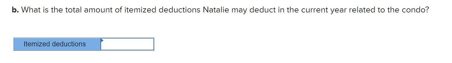 following expenses in connection with her condo: Insurance Advertising expense Mortgage interest