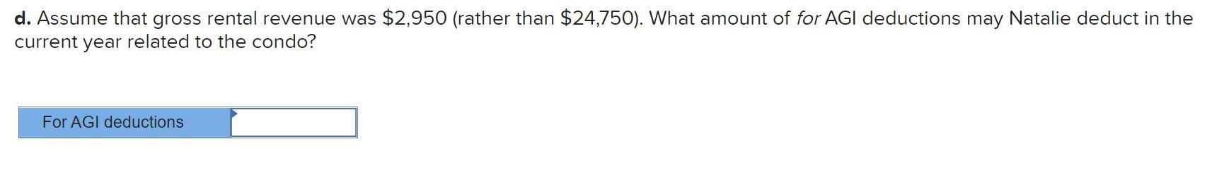 580 650 9,500 During the year, Natalie rented out the condo for