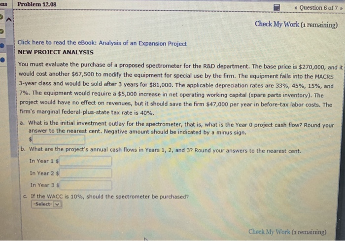  Complete both problems please ns Problem 12.08 Question 6 of 7