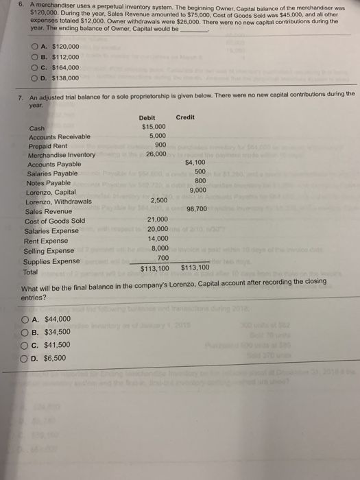  6. A merchandiser uses a perpetual inventory system. The beginning Owner.