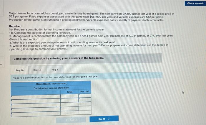  Check my work Magic Realm, Incorporated, has developed a new fantasy