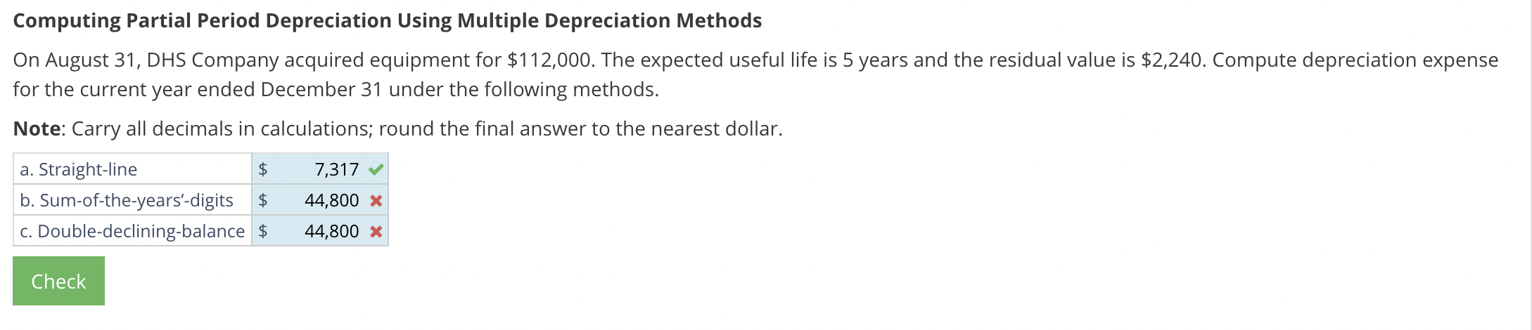  Computing Partial Period Depreciation Using Multiple Depreciation Methods On August 31,