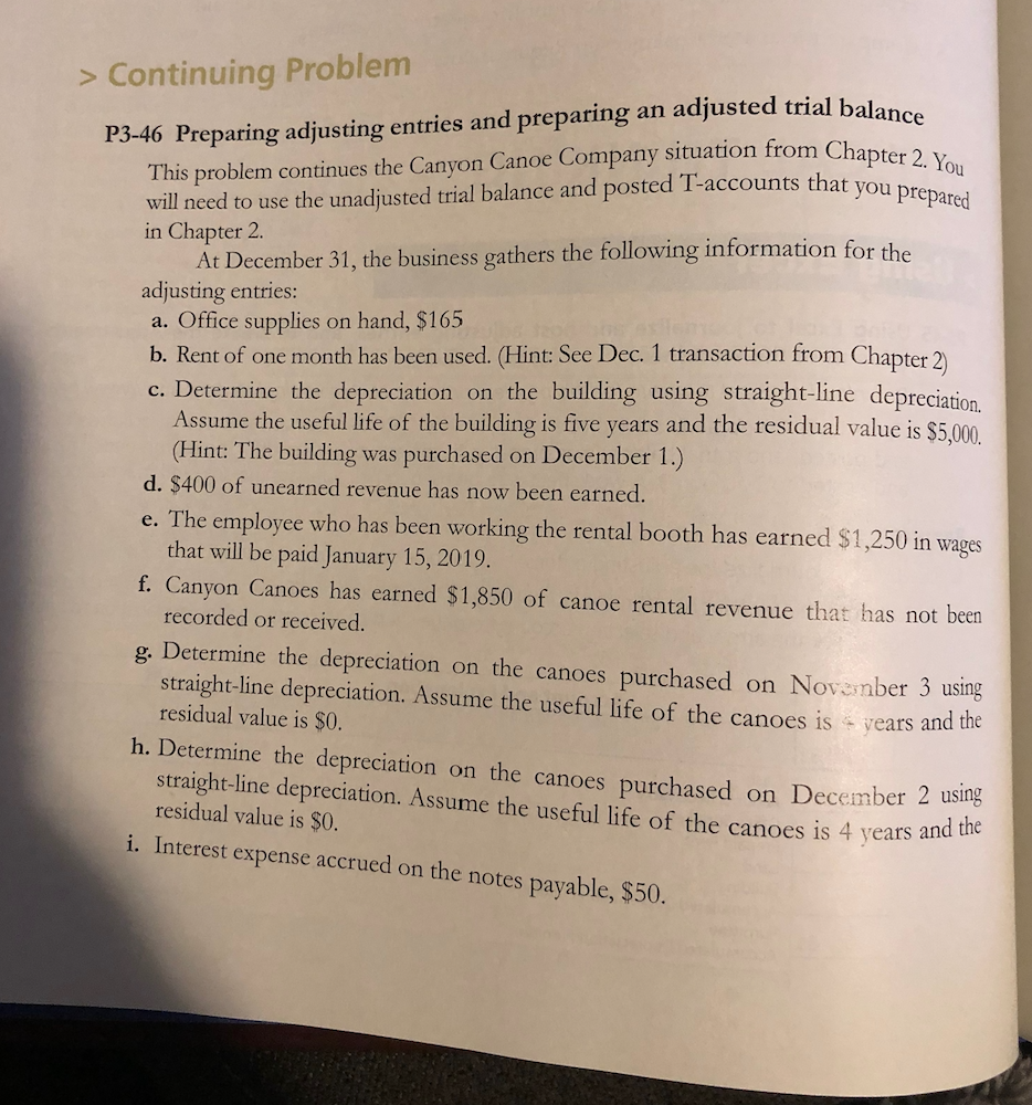 > Continuing Problem This problem continues the Canyon Canoe Company situation