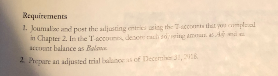 from Chapter 2 will need to use the unadjusted trial balance and