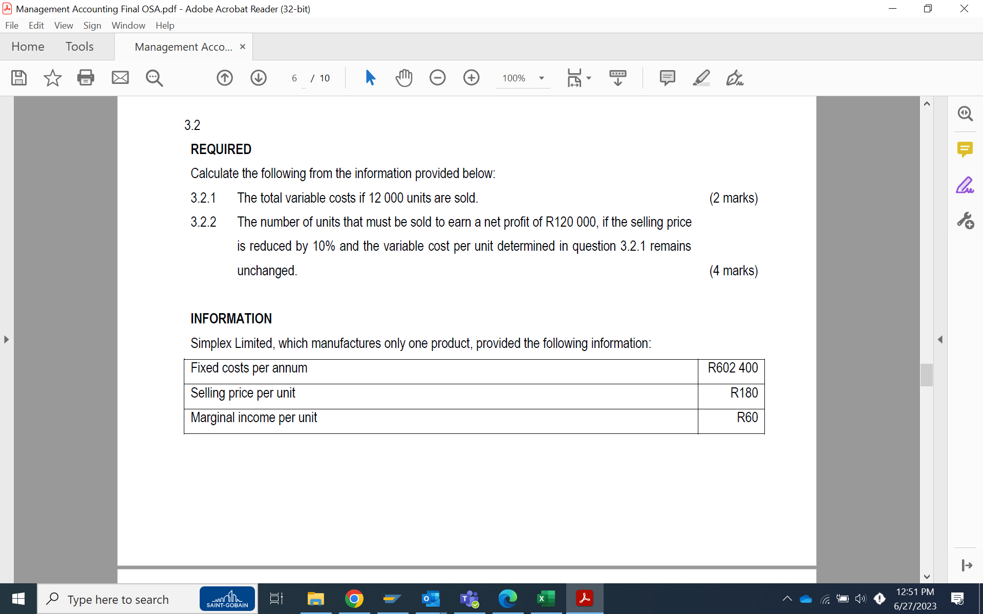 Management Accounting Final OSA.pdf Adobe Acrobat Reader (32-bit) File Edit View Sign