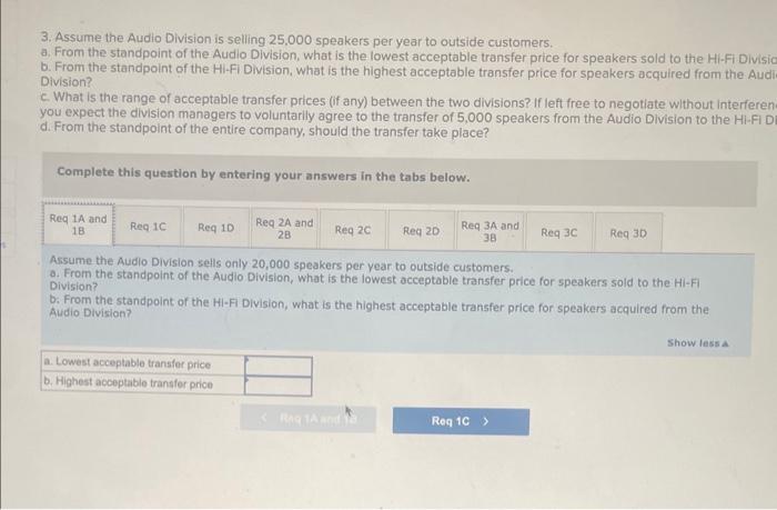 used by manufacturers of various audio products. Sales and cost data on