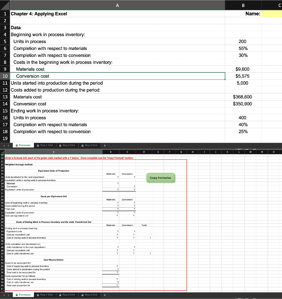 A B C Name: 200 55% 30% 1 Chapter 4: Applying