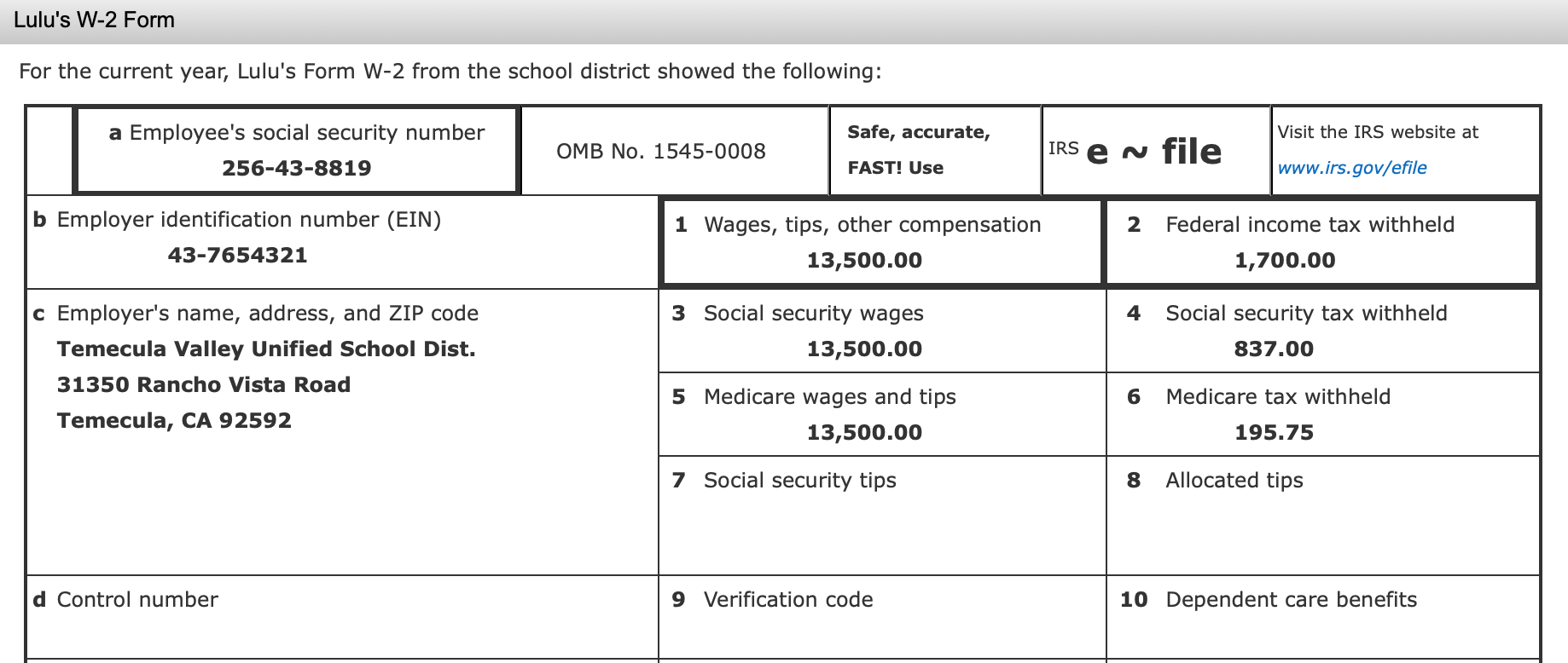 Comprehensive Problem 2 - Part 1: Taxpayer information, Form 1040, Schedule 1,