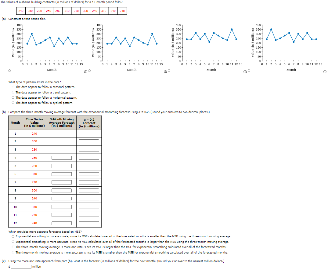 Construct a time series plot. DC What type of pattern exists