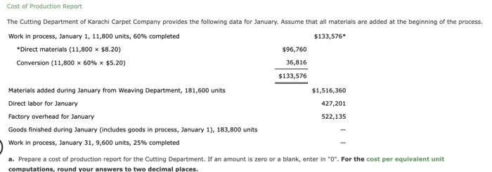 How do I evaluate the cost per equivalent unit for direct materials