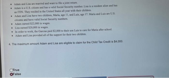 Please answer questions below 1. The maximum amount Adam and Lisa are