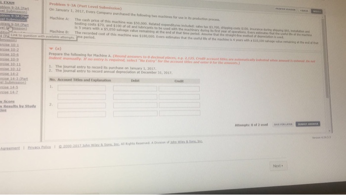  LEXAN Problem 9-3A (Part Level Submission) on January 1, 2017, Evers