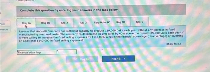 product called a Dak. The company normally produces and sells 85,000 Daks