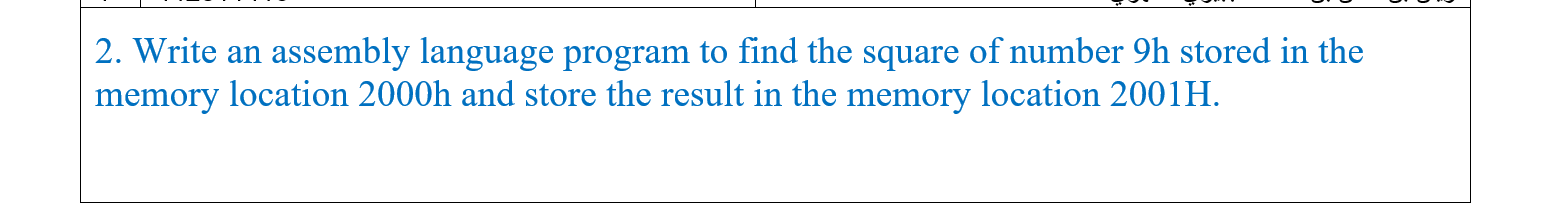 2. Write an assembly language program to find the square of