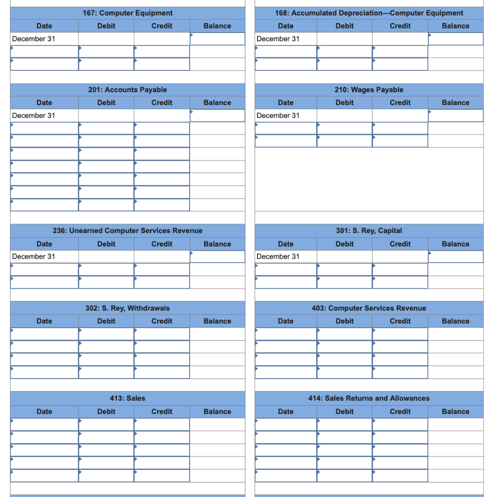 for each customer. The following chart of accounts includes the account number