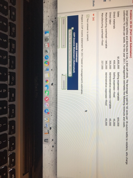  Problem 18-2A (Part Level Submission) orge Company bottles and distributes B-Lite,