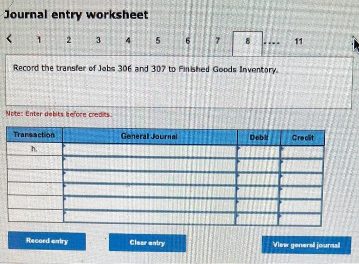 a. Materials purchases (on credit) b. Direct materials used. c. Direct labor