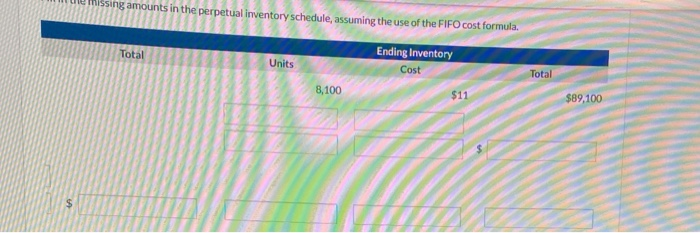 Units Cost Total Units Cost Total Oct. 2 8,100 $11 $89,100 8,100