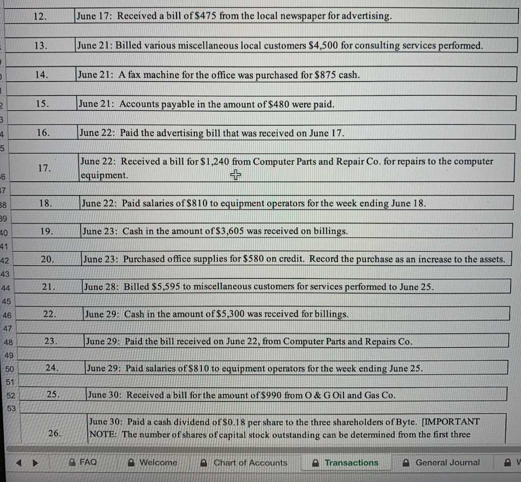 I'm supposed to put them in. Byte of Accounting, Inc. Transaction Description